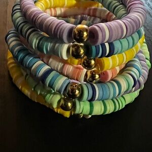 Colorful Beaded Bracelets with Gold Accents